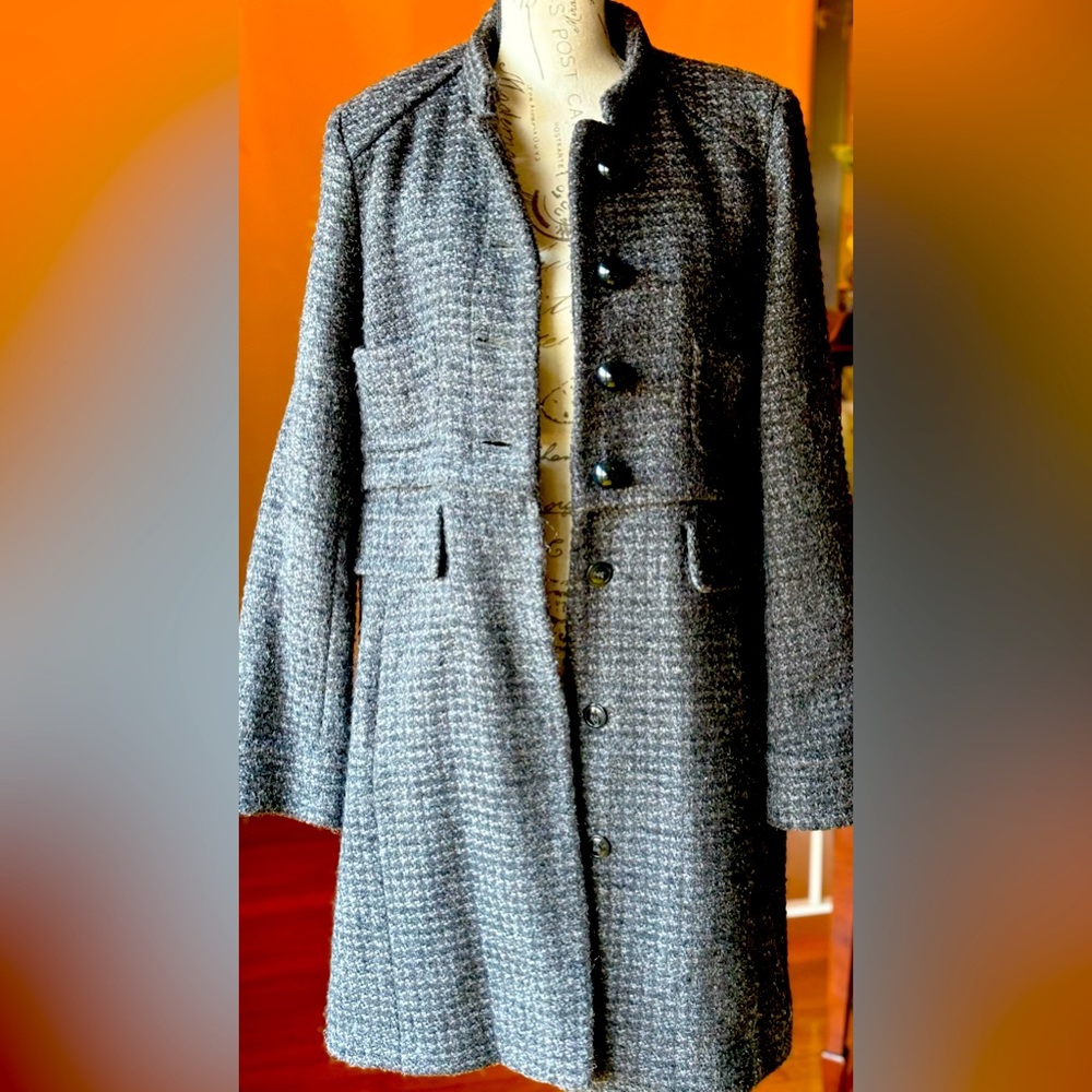 Women’s Wool Blend Coat - Comptoir Des Cotonniers 44 (EU)/ 10 (US) - Grey Tweed - Picture 2 of 5